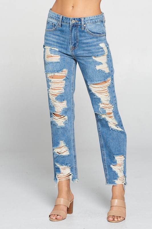 JEANS HEAVY DISTRESSED STRAIGHT