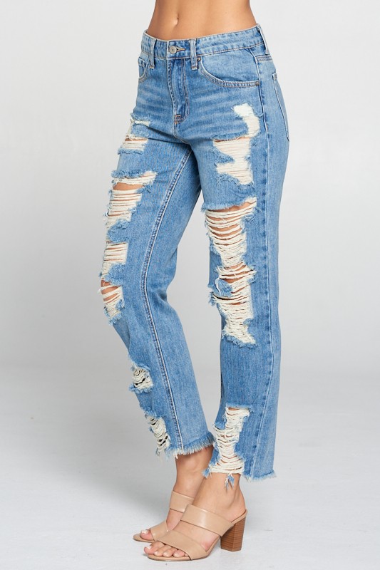 JEANS HEAVY DISTRESSED STRAIGHT